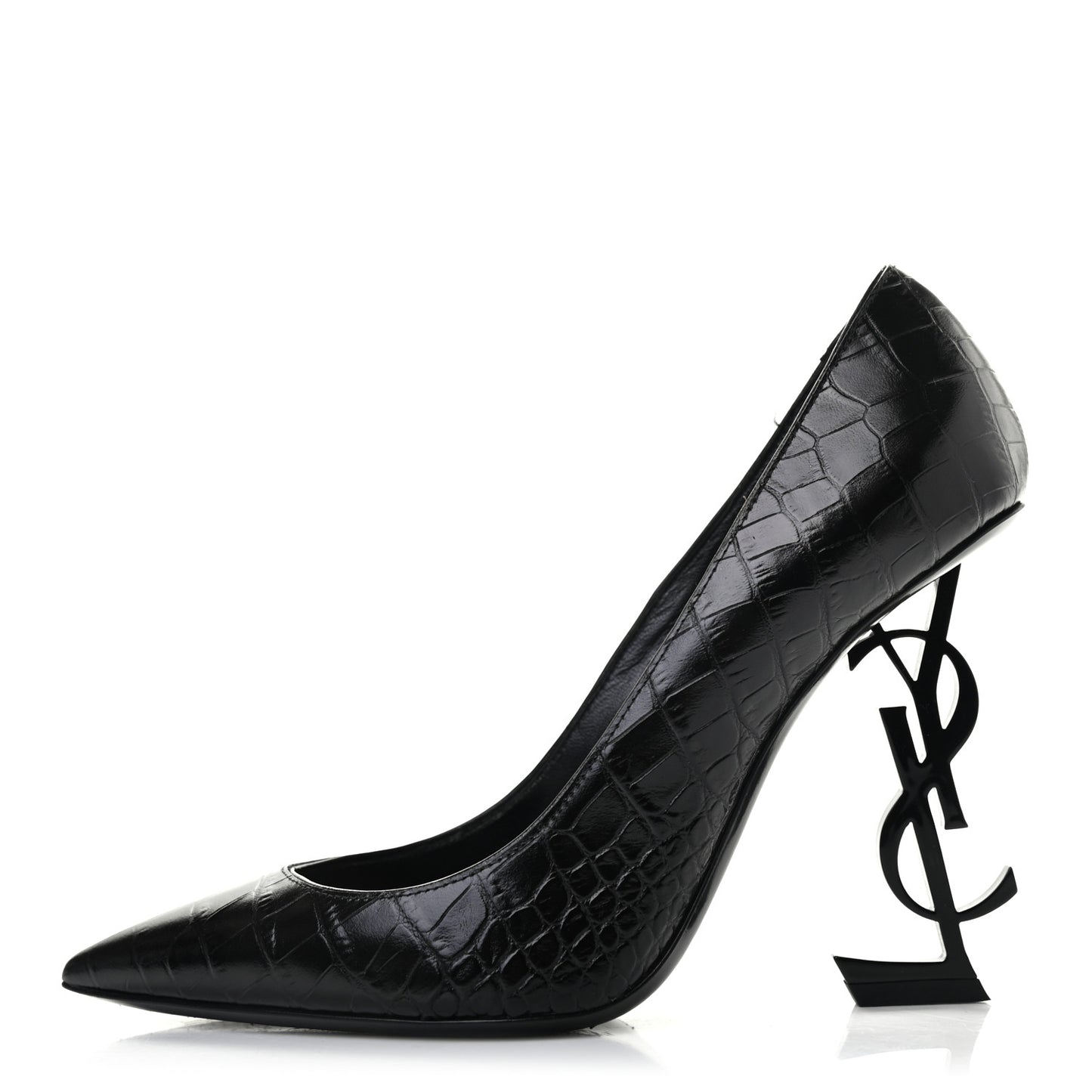 Calfskin Crocodile Embossed Opyum 110 Pumps 37.5 Black
