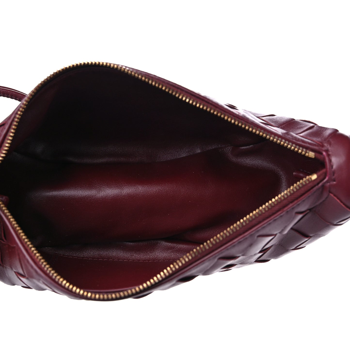 Nappa Intrecciato Half Moon Pouch On Strap Barolo