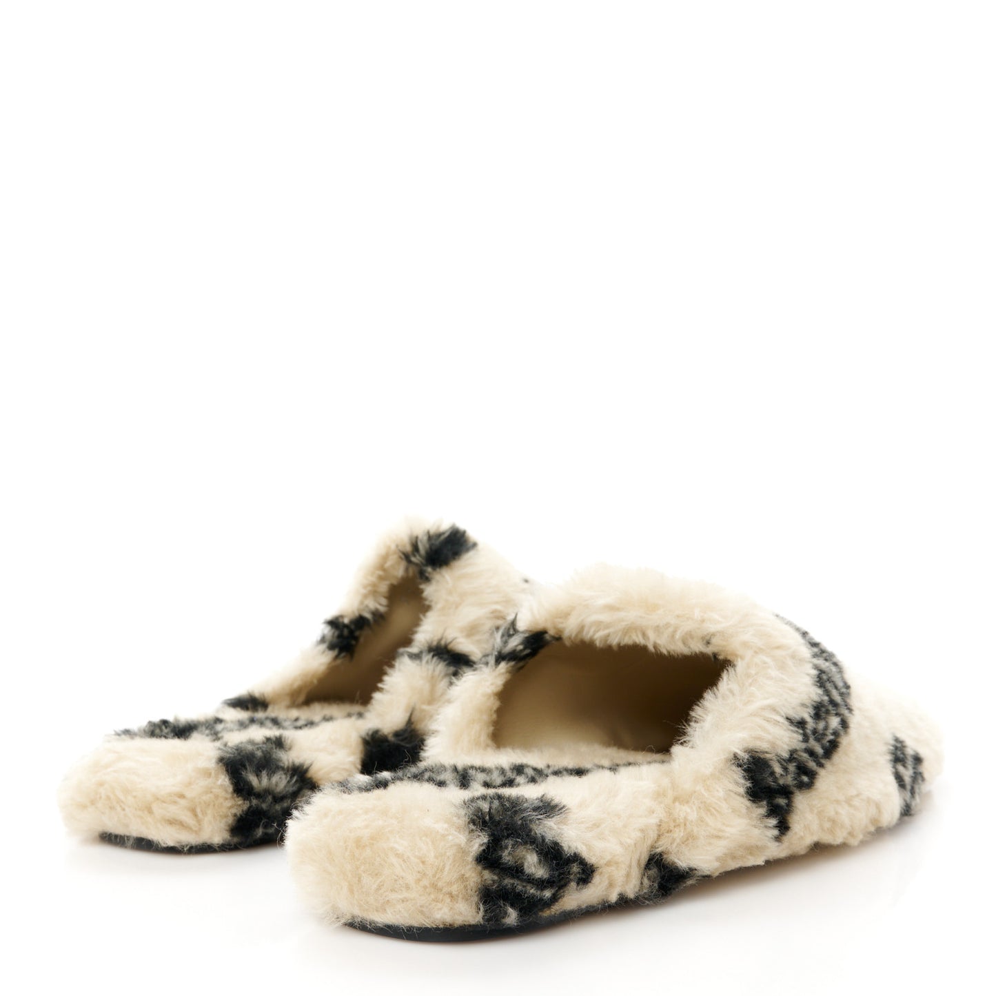 Faux Fur Allover Logo Teddy 5mm Mules 41 Beige Black