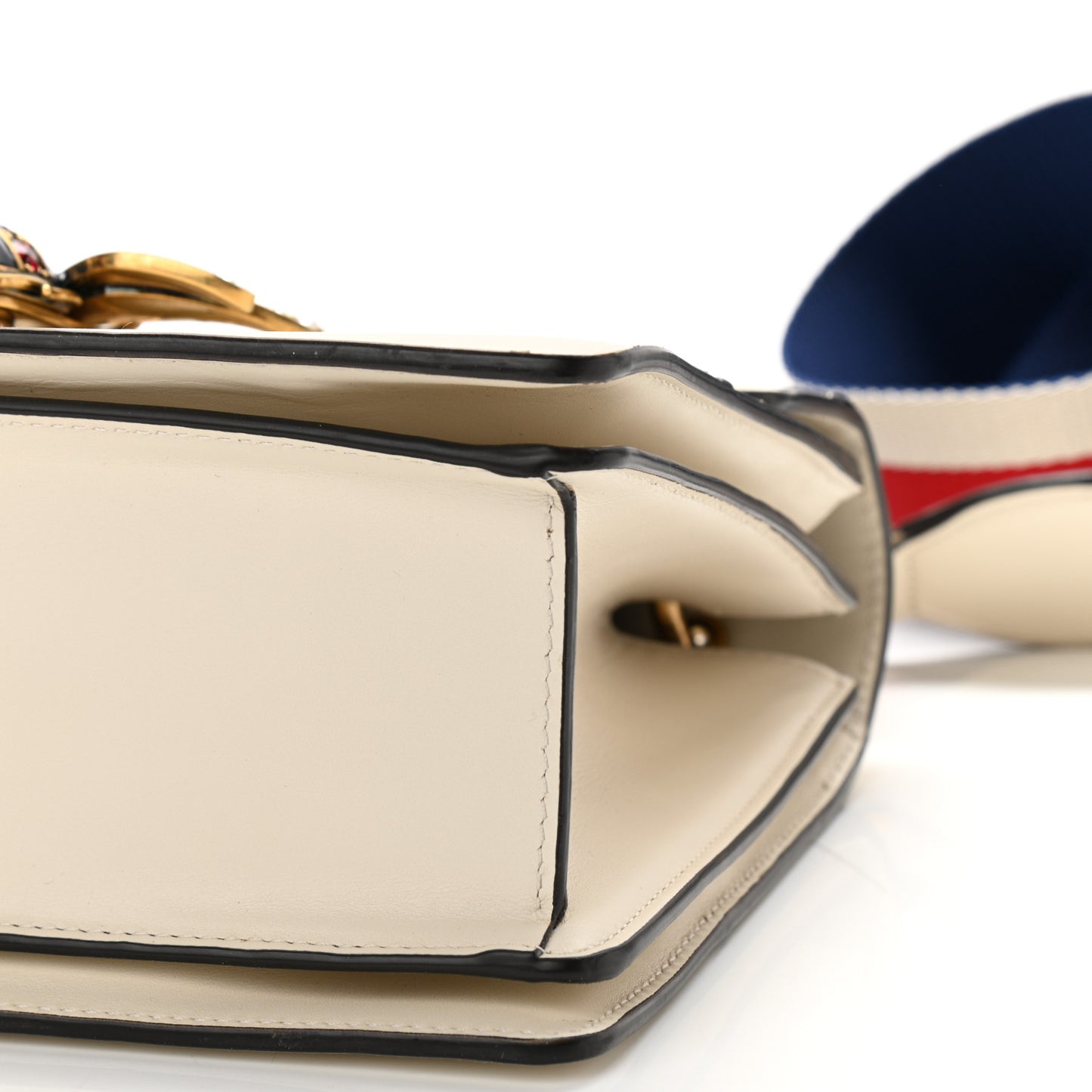 Calfskin Sylvie Web Small Queen Margaret Top Handle Bag White