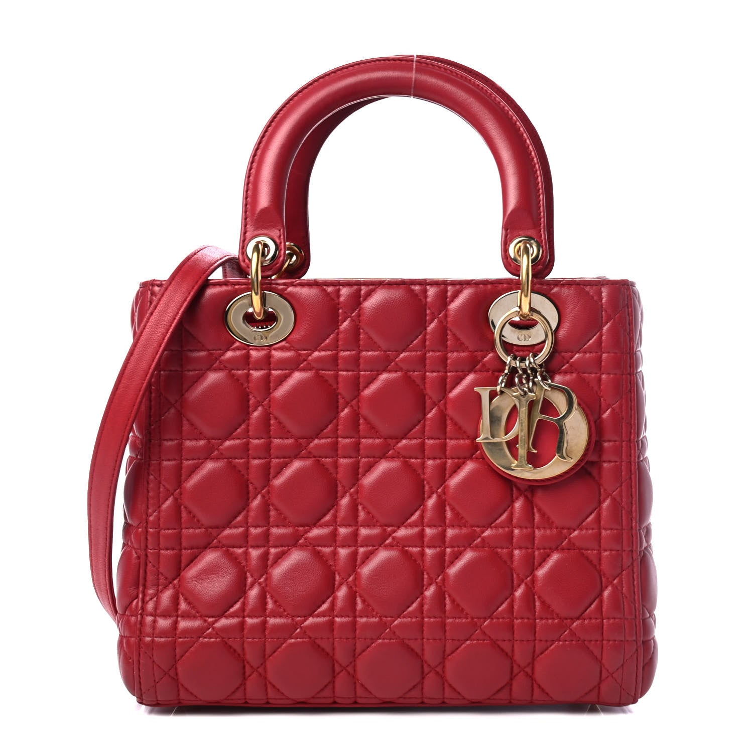 Christian Dior Lambskin Cannage Medium Lady Dior Red 1 of 4