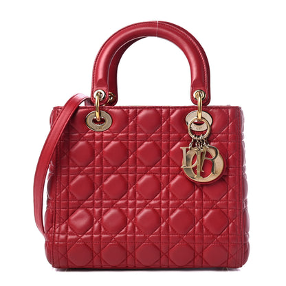 Christian Dior Lambskin Cannage Medium Lady Dior Red 1 of 4