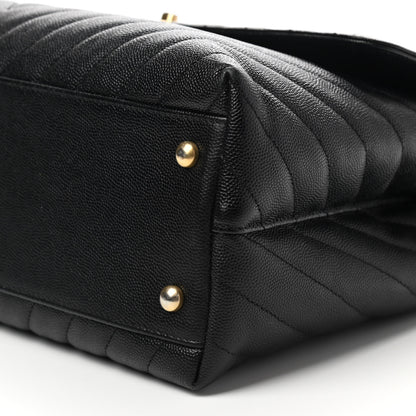 Chanel Caviar Chevron Quilted Medium Coco Handle Flap Black 10 of 11