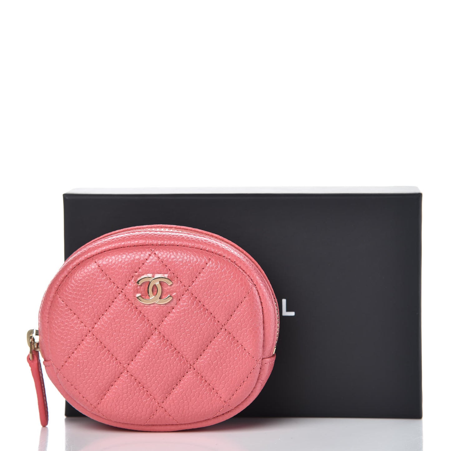 Iridescent Caviar Quilted Zip Around Classic Coin Purse Pink