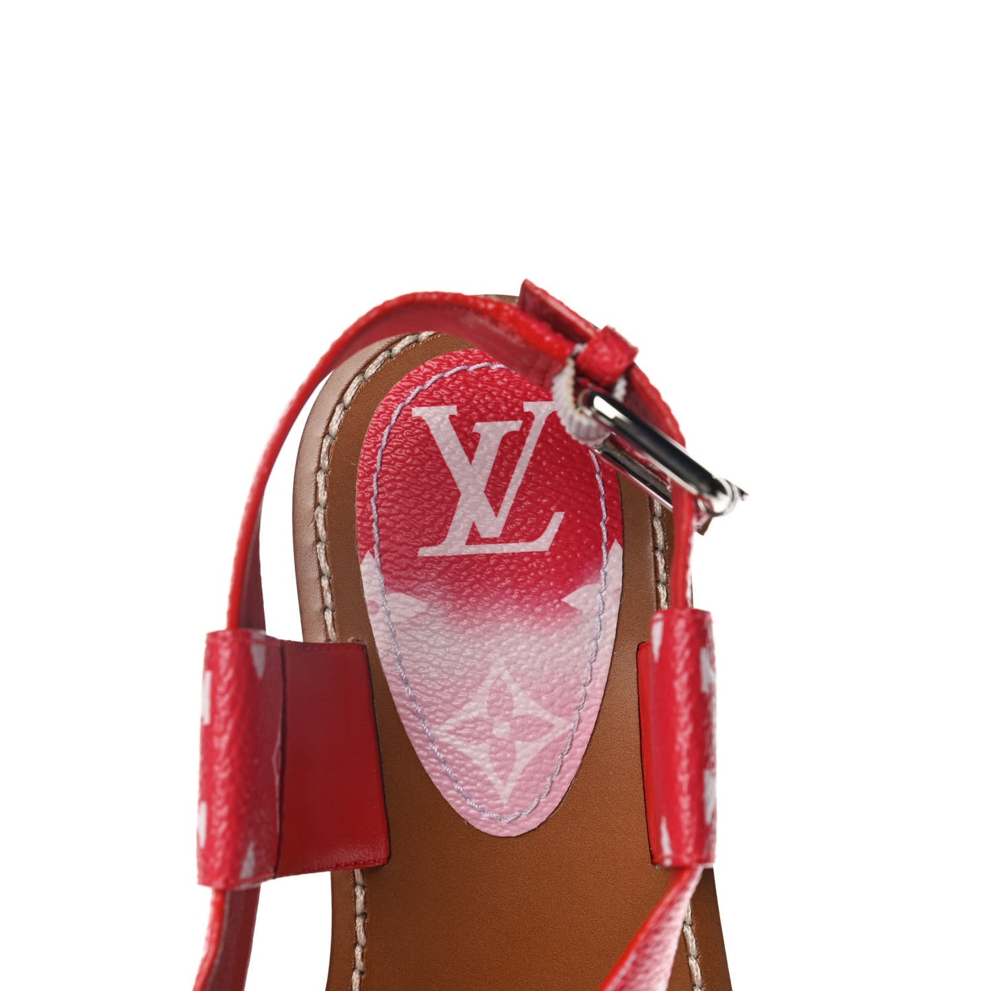 Monogram Escale Palma Flat Sandals 37 Rouge