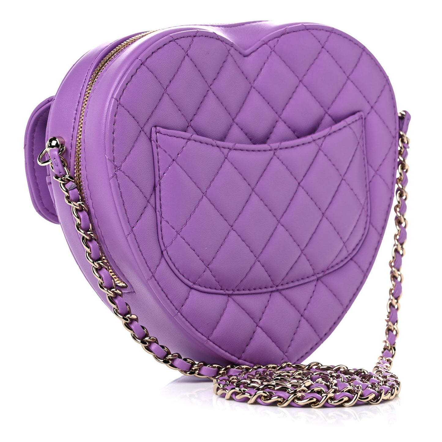 Lambskin Quilted CC In Love Heart Bag Purple
