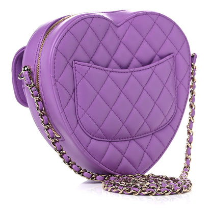Chanel Lambskin Quilted CC In Love Heart Bag Purple 3 of 10