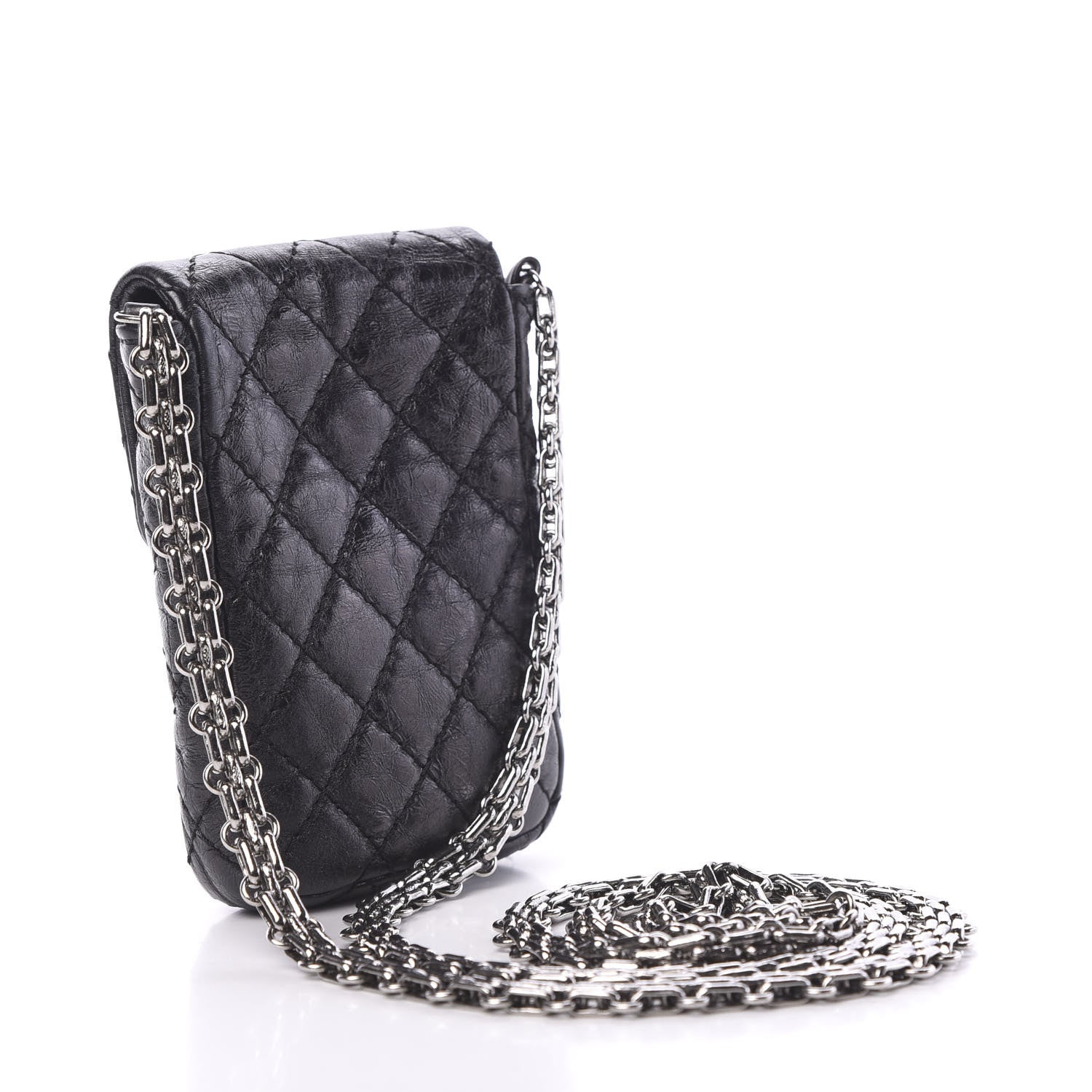 Chanel Metallic Aged Calfskin Quilted 2.55 Reissue Phone Case Black 2 of 10