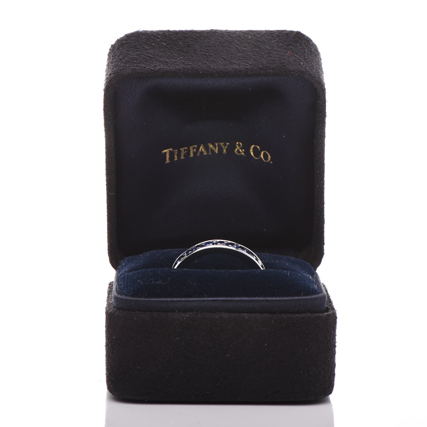 Tiffany Platinum Blue Sapphire Eternity Band Ring 49 4.75 5 of 5