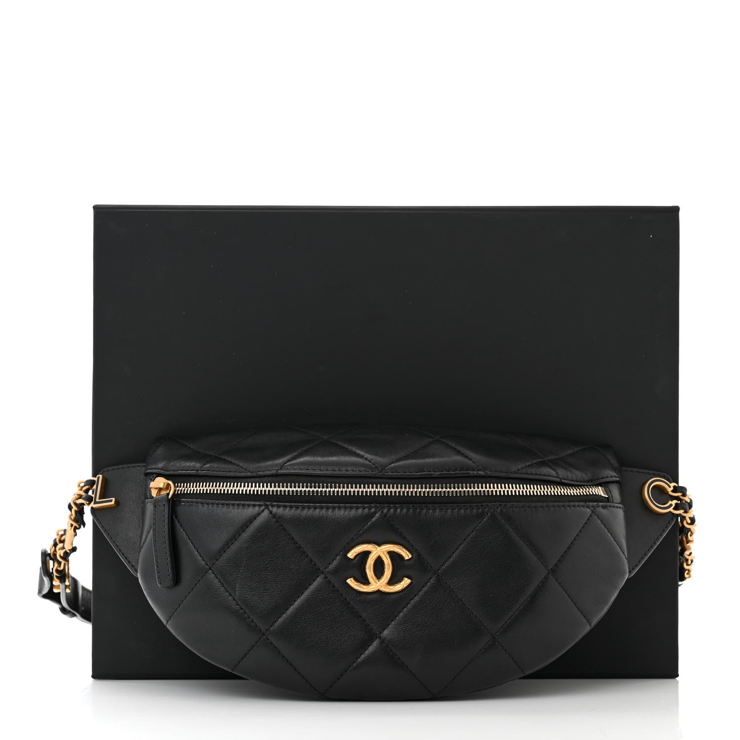 Chanel Lambskin Enamel Quilted Waist Bag Black 4 of 12
