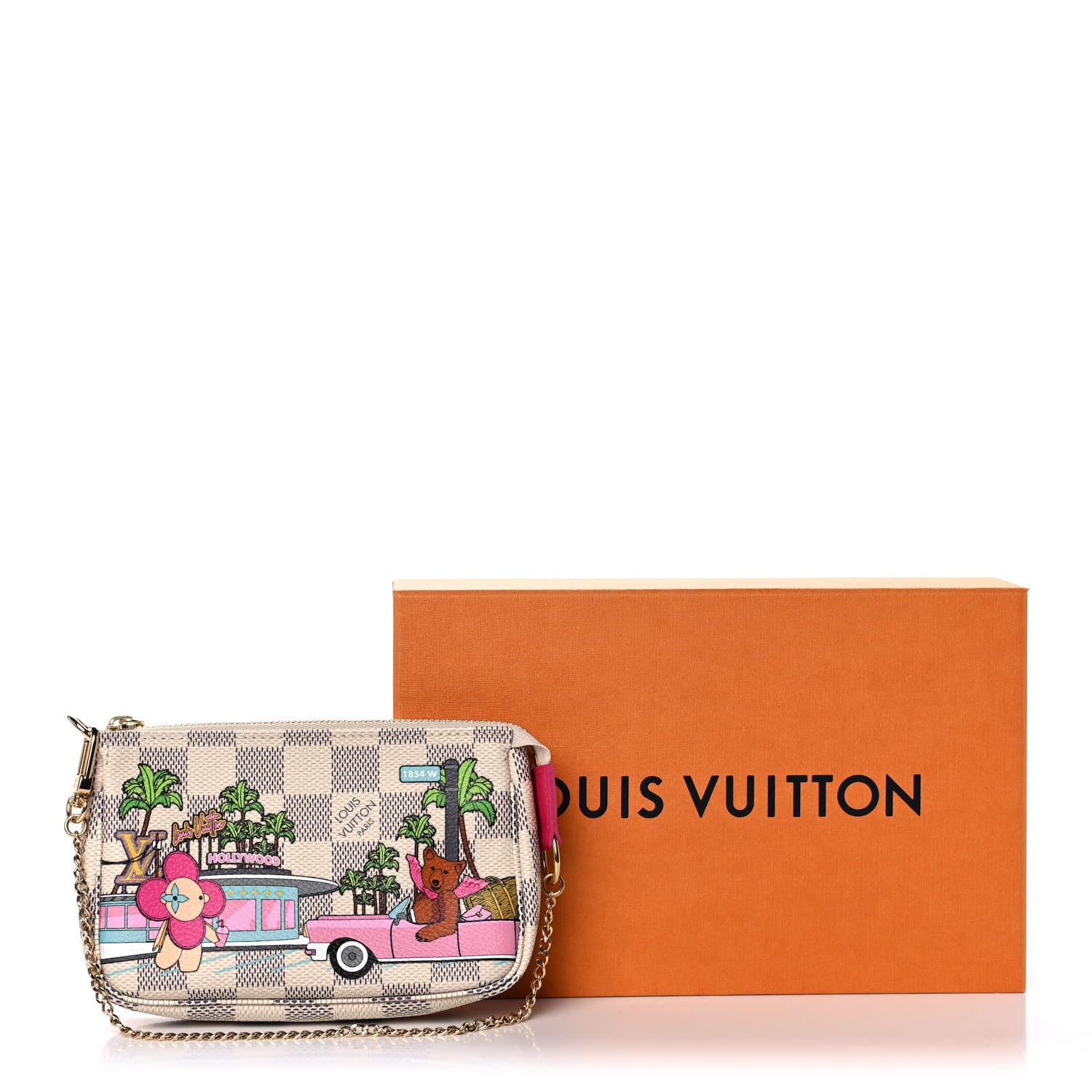 Louis Vuitton Damier Azur 2021 Christmas Animation Hollywood Mini Pochette Accessories Fuchsia 11 of 11