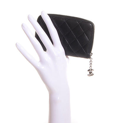 Chanel Lambskin Quilted Zip Around Card Holder Black 2 of 9