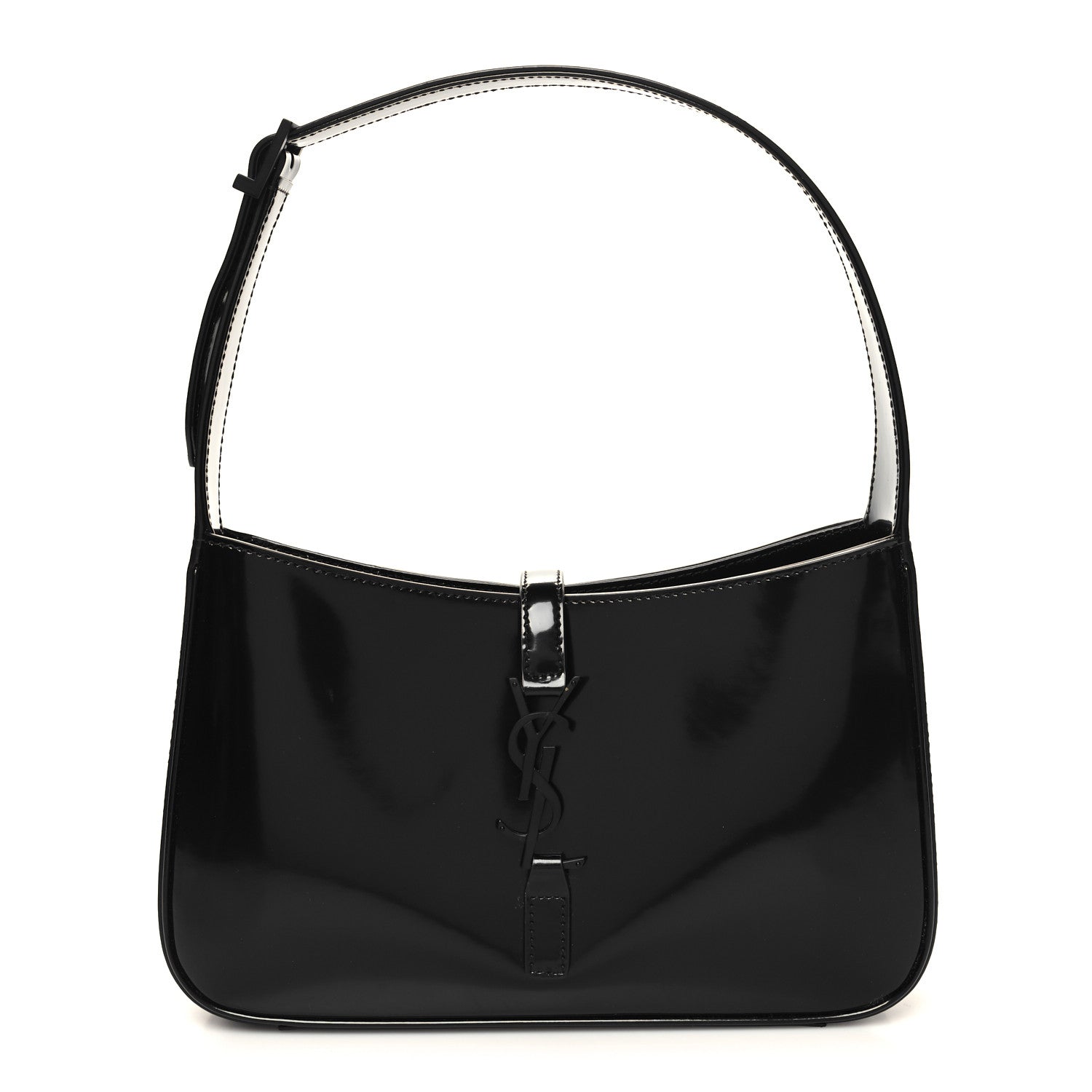 Saint Laurent Patent Le 5 A 7 Monochrome Hobo Black 1 of 12