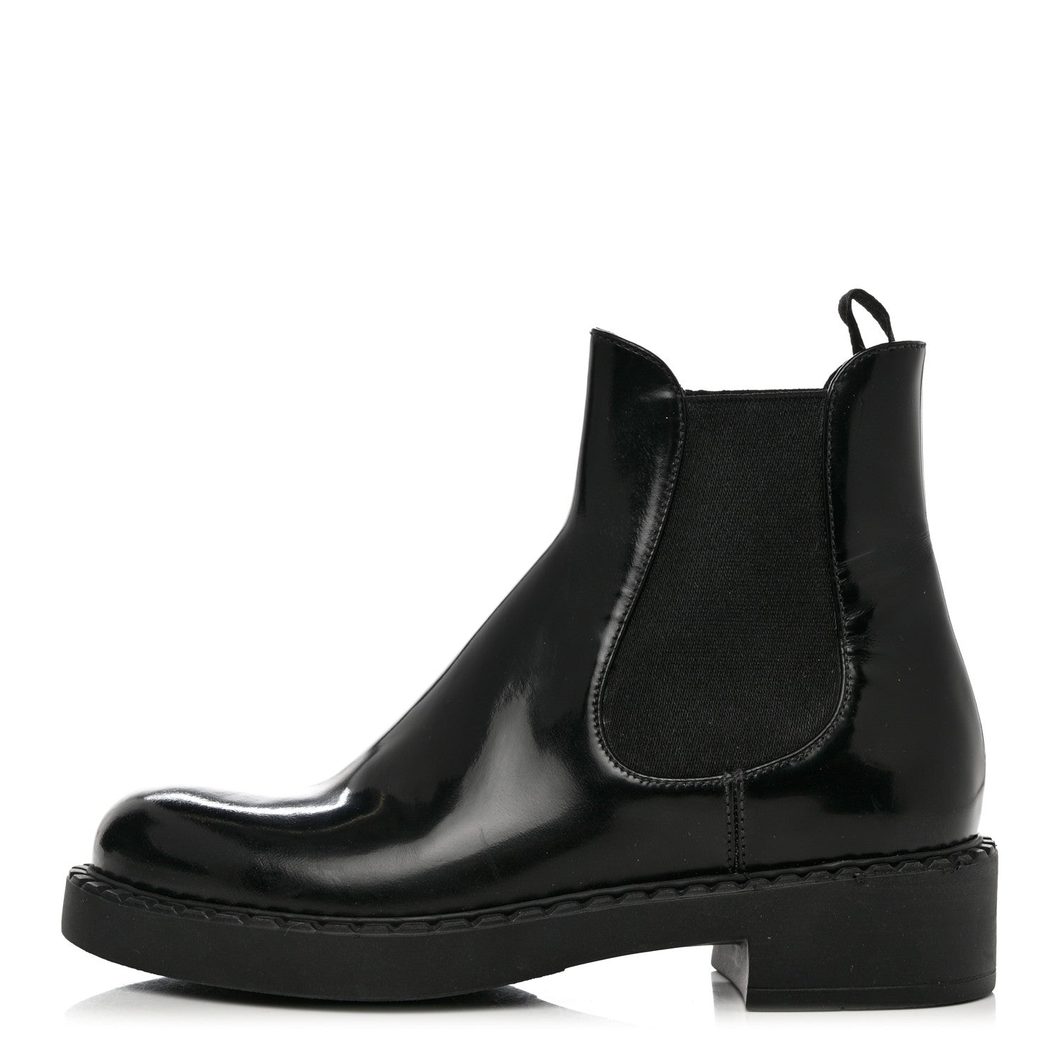 Prada Spazzolato Chelsea 50mm Ankle Boots 37.5 Black 1 of 9