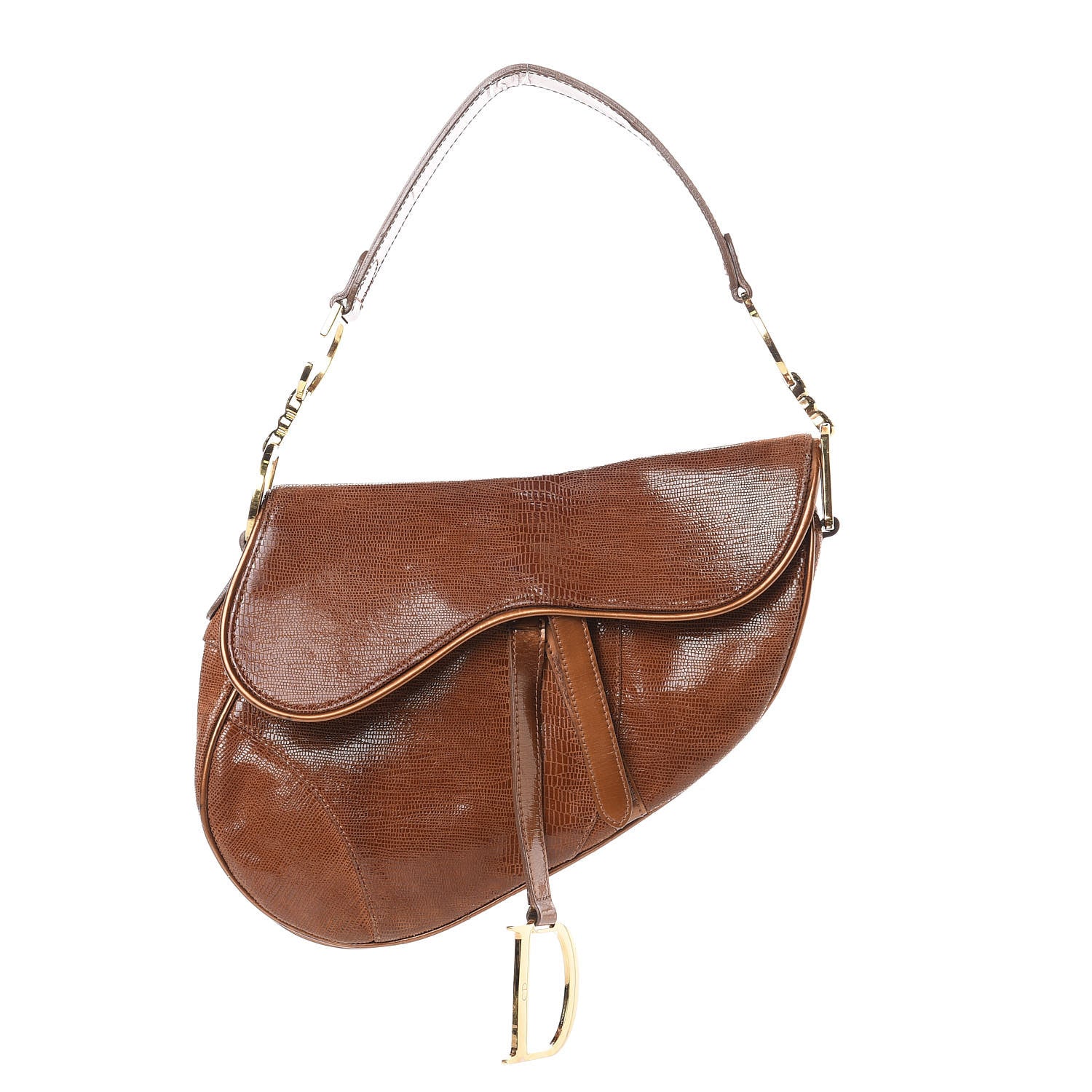 Christian Dior Lizard Saddle Bag Brown 1 of 15