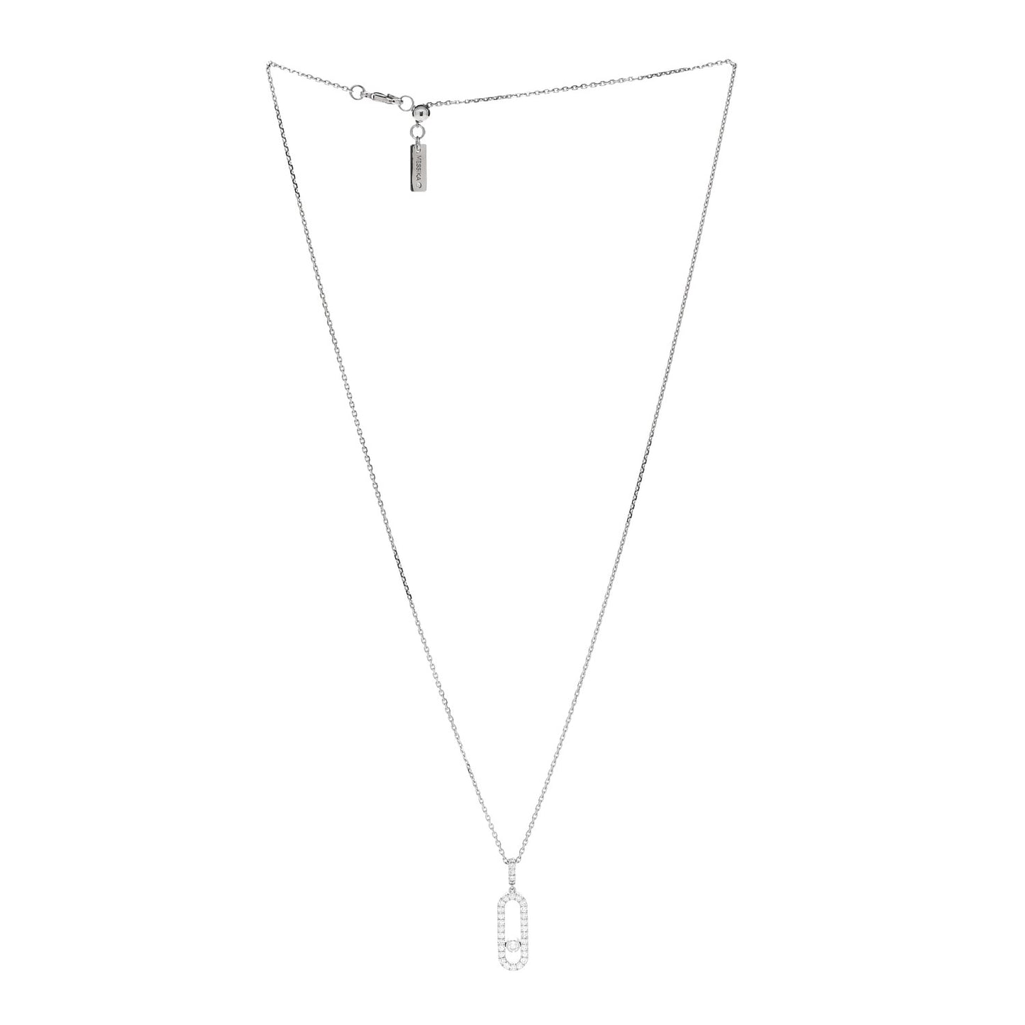 18K White Gold Diamond LM Move Uno Pave Pendant Necklace