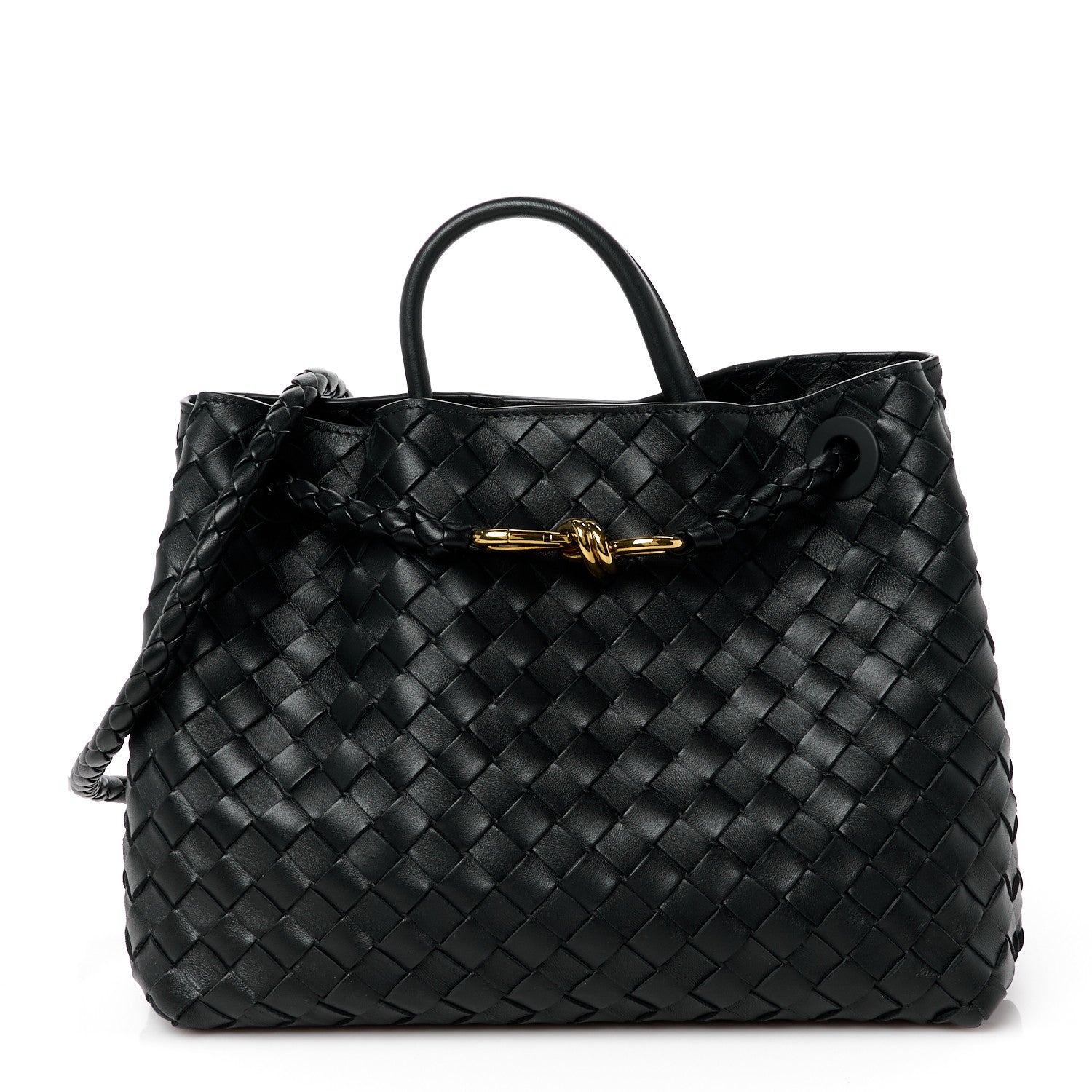 Bottega Veneta Nappa Intrecciato Medium Andiamo Shoulder Bag Black 1 of 12