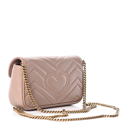 Gucci Calfskin Matelasse Super Mini GG Marmont Shoulder Bag Porcelain Rose 3 of 10