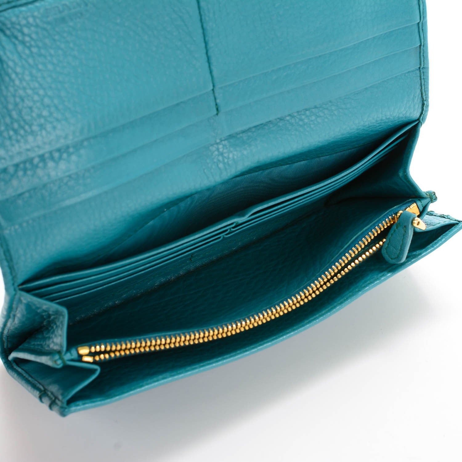 Prada Vitello Daino Continental Flap Wallet Pavone 5 of 8