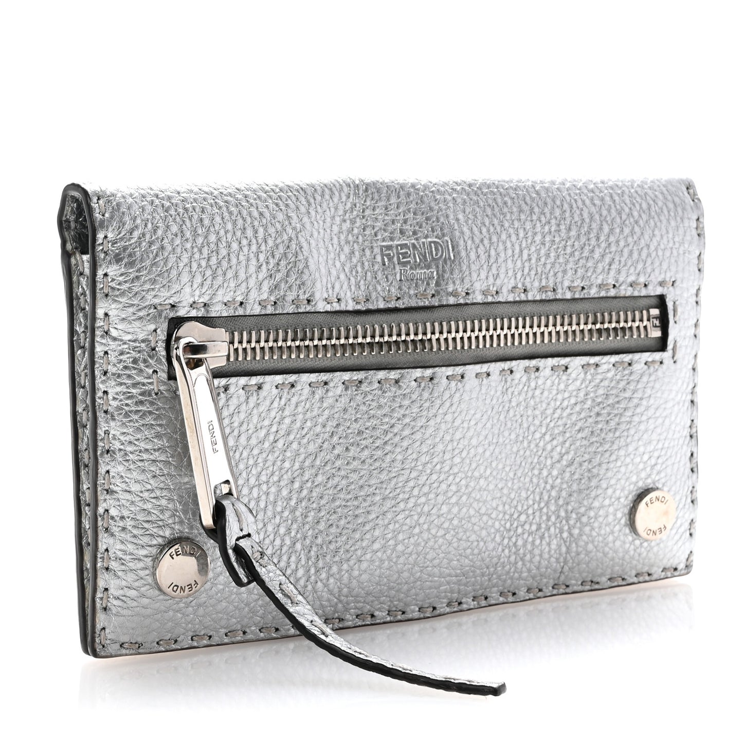 Cuoio Romano Lux Selleria Flat Clutch Argento