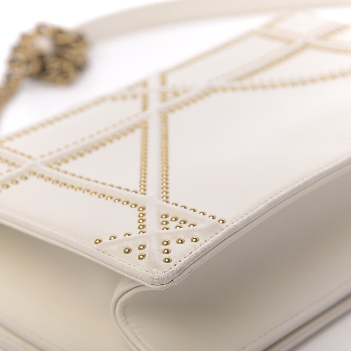 Lambskin Studded Medium Diorama Flap Bag Latte