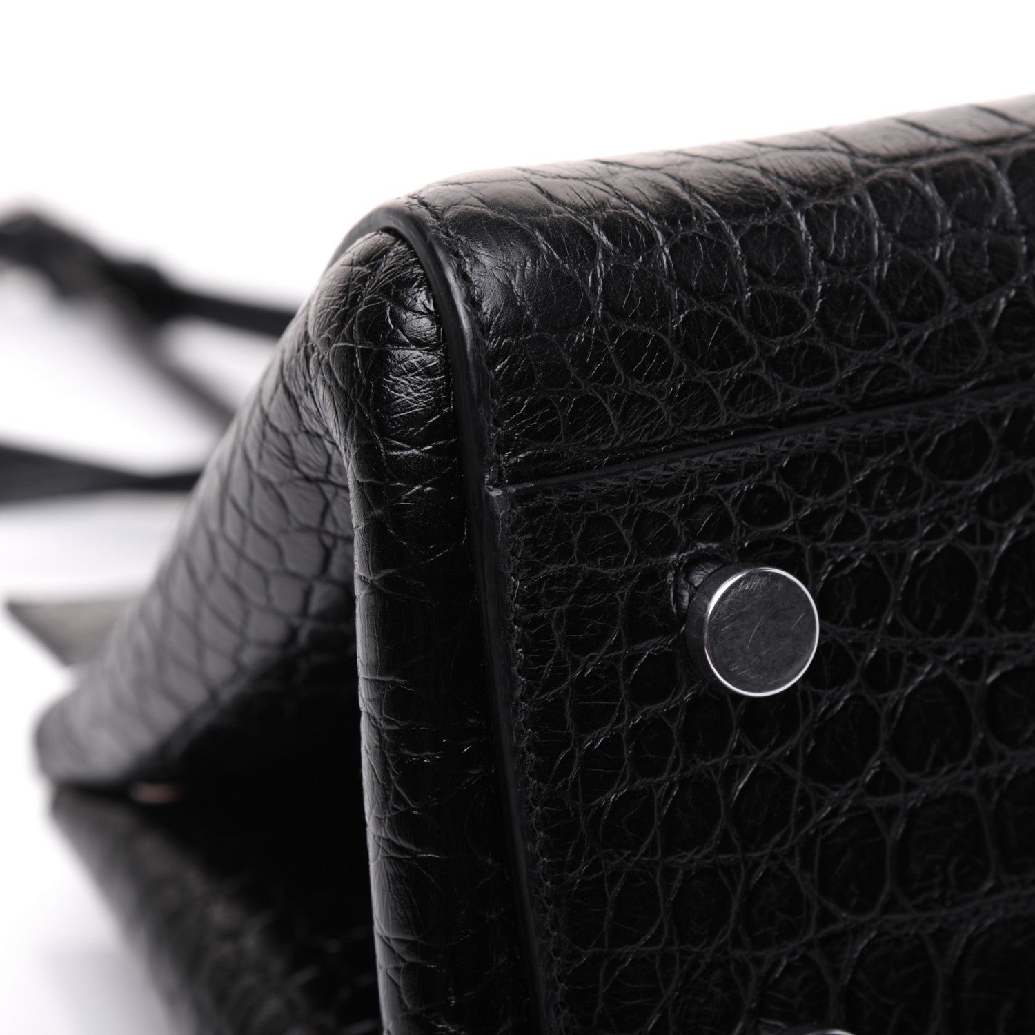 Saint Laurent Calfskin Crocodile Embossed Small Cabas Rive Gauche Black 15 of 27