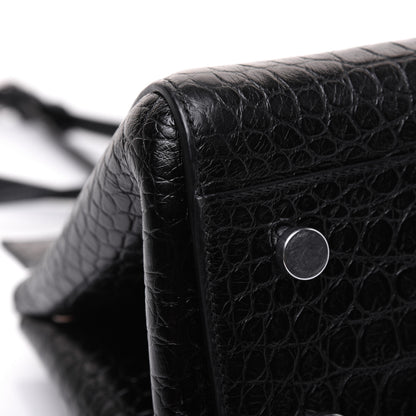 Saint Laurent Calfskin Crocodile Embossed Small Cabas Rive Gauche Black 15 of 27