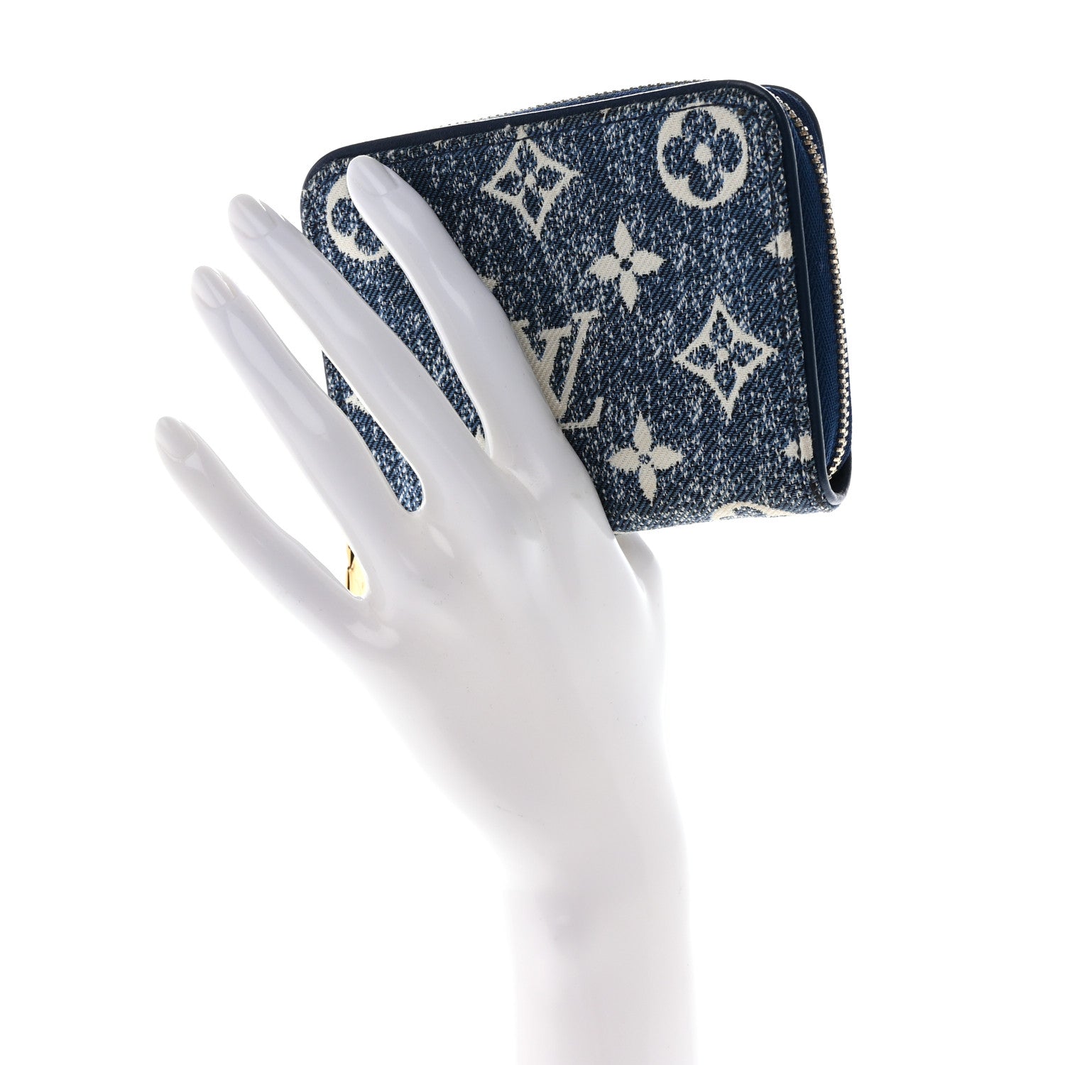Louis Vuitton Denim Monogram Jacquard Zippy Coin Purse Bleu 2 of 7