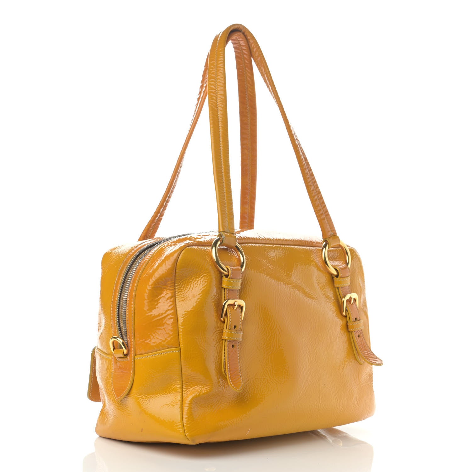 Prada Vernice Naplak Shoulder Bag Giallo 2 of 15