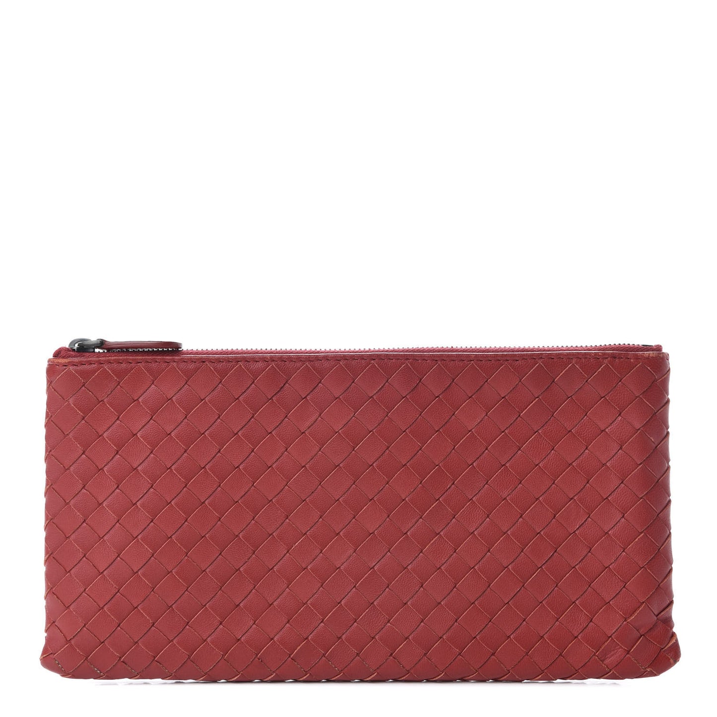 Nappa Intrecciato Flat Zip Pouch Red