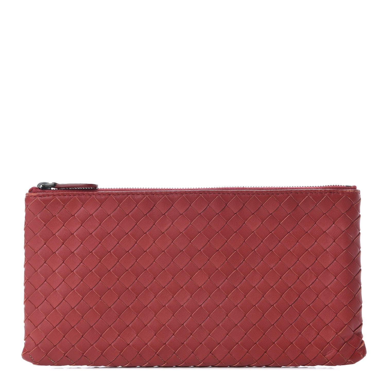 Bottega Veneta Nappa Intrecciato Flat Zip Pouch Red 1 of 8