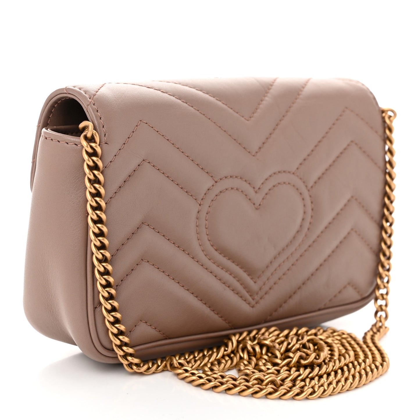 Calfskin Matelasse Super Mini GG Marmont Shoulder Bag Porcelain Rose