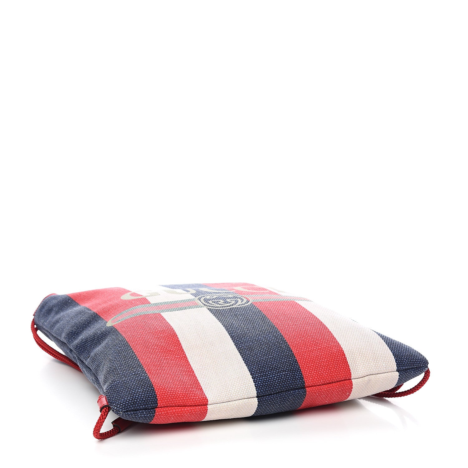 Gucci Canvas Logo Sylvie Stripe Drawstring Backpack Red 3 of 9
