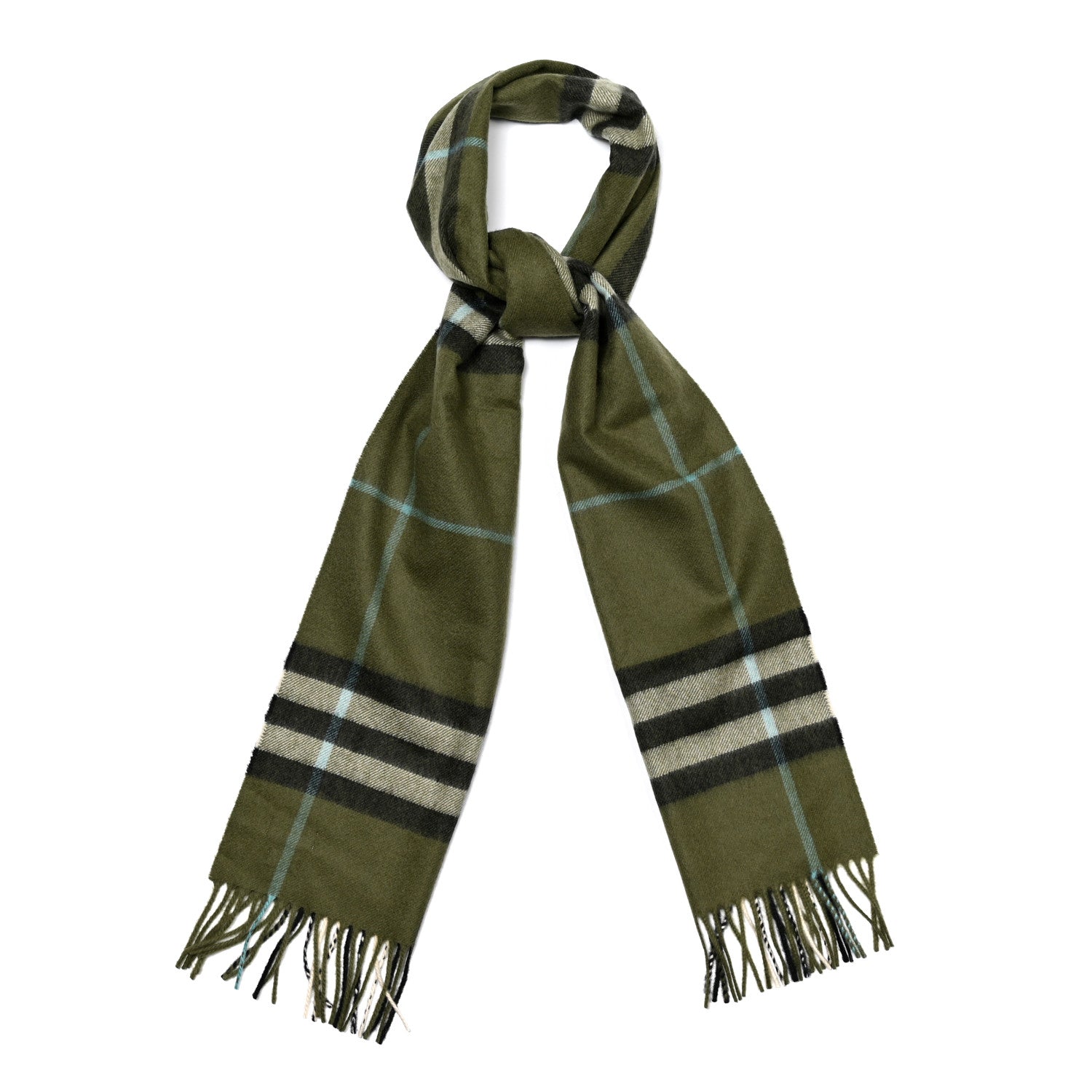 Burberry Cashmere Giant Check Fringe Scarf Shrub Shrub 1 of 4