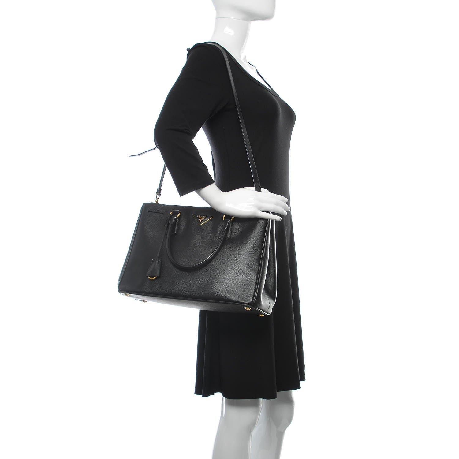 Prada Saffiano Medium Galleria Double Zip Tote Black 2 of 17