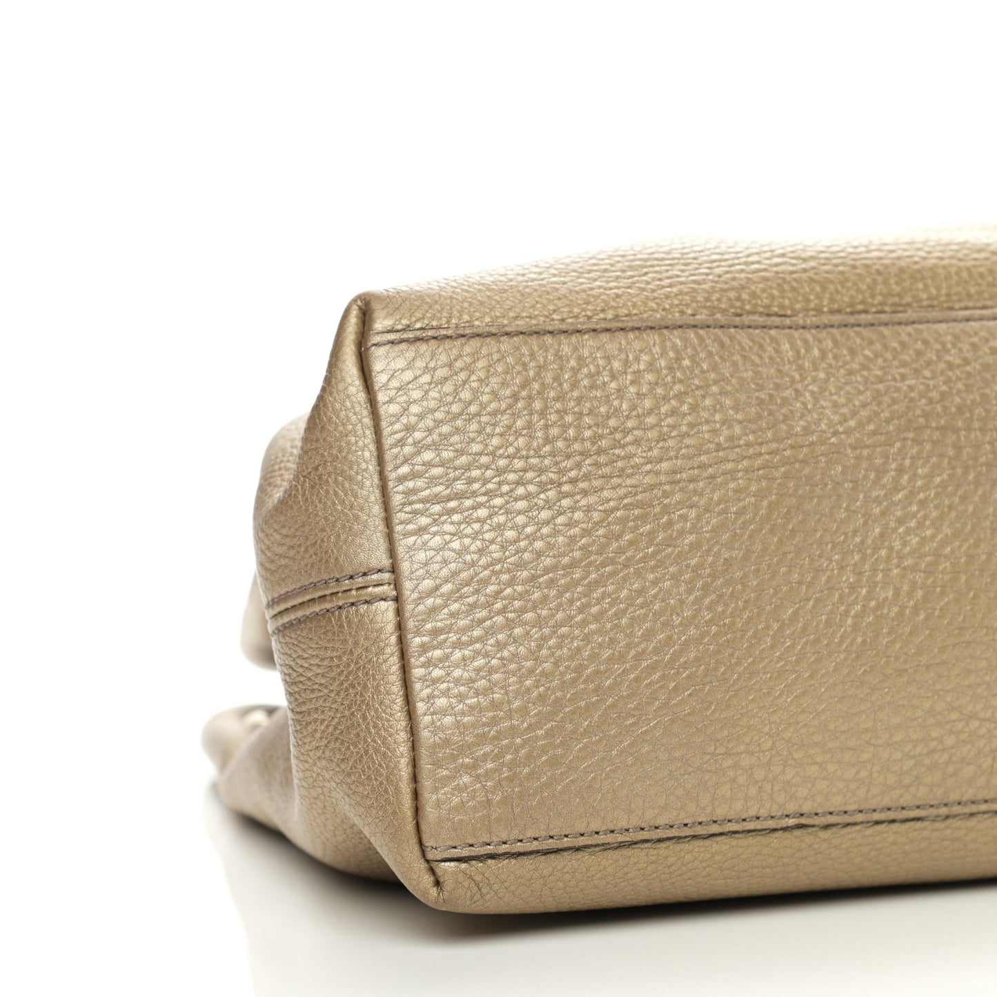 Metallic Pebbled Calfskin Medium Soho Chain Shoulder Bag Golden Beige