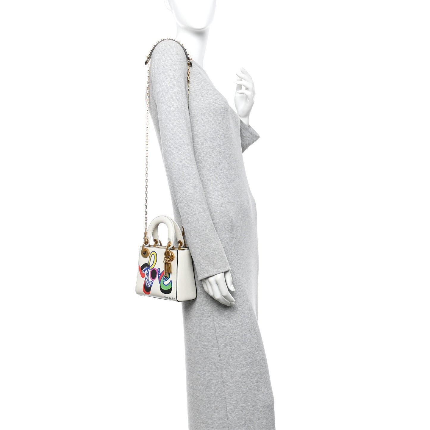 Calfskin Niki De Saint Phalle Love Mini Supple Lady Dior Off White