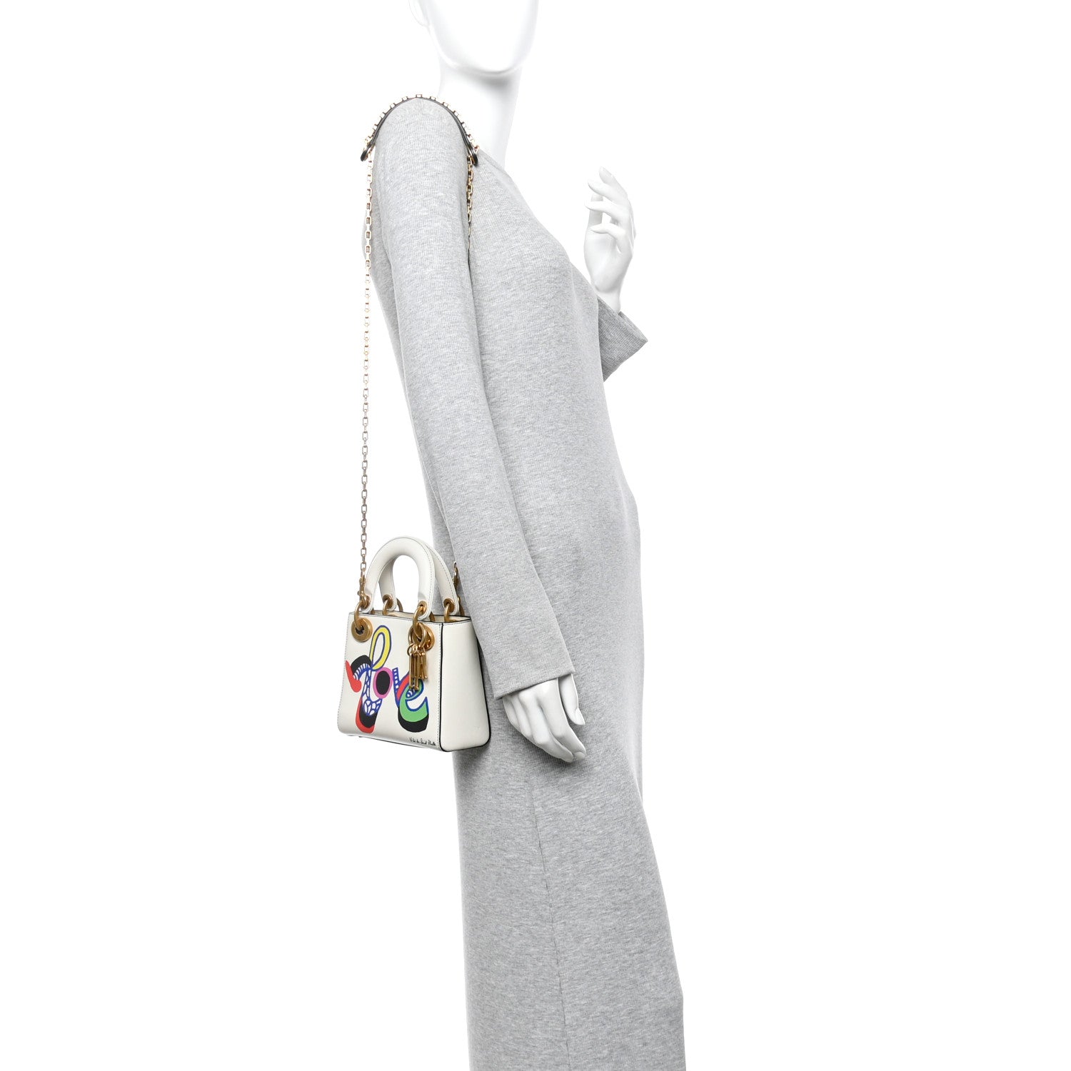 Christian Dior Calfskin Niki De Saint Phalle Love Mini Supple Lady Dior Off White 2 of 14
