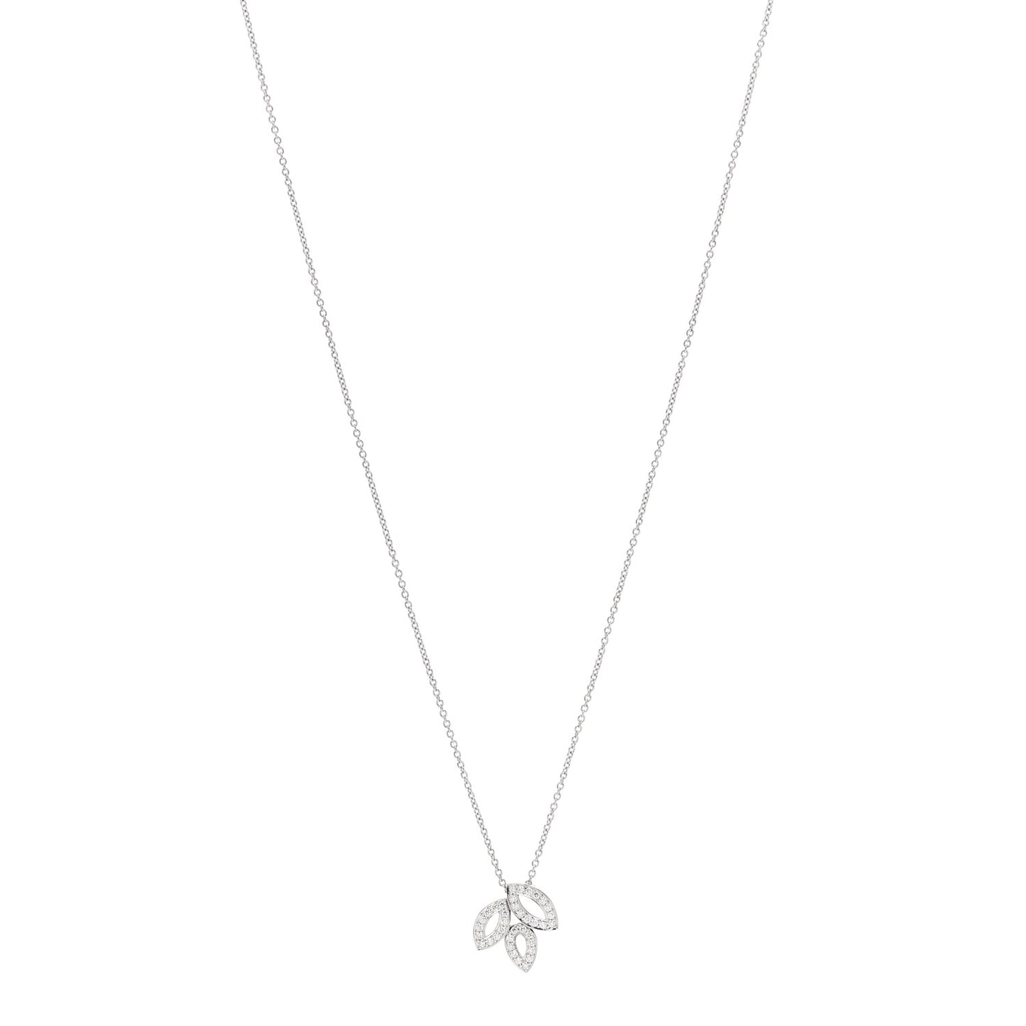 Platinum Diamond Small Lily Cluster Pendant Necklace