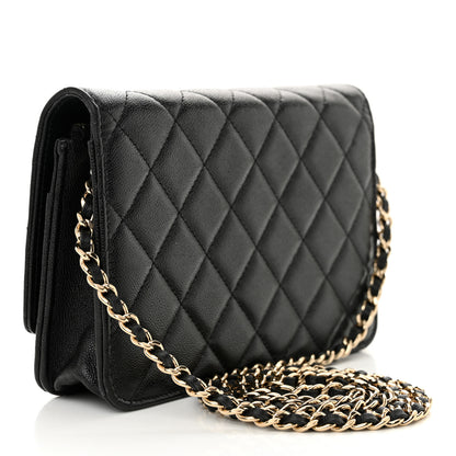 Chanel Caviar Quilted Textured CC Wallet On Chain WOC Black 3 of 11
