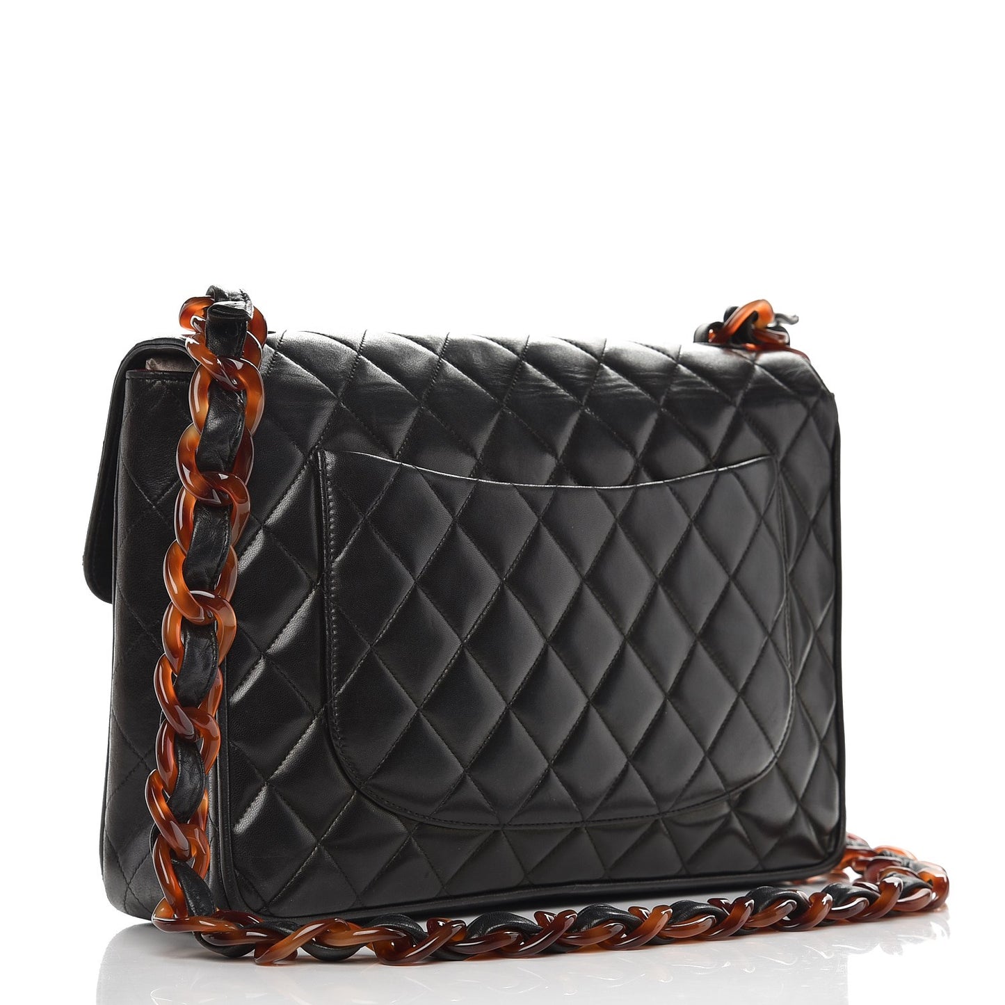 Lambskin Quilted Bekko Jumbo Single Flap Black
