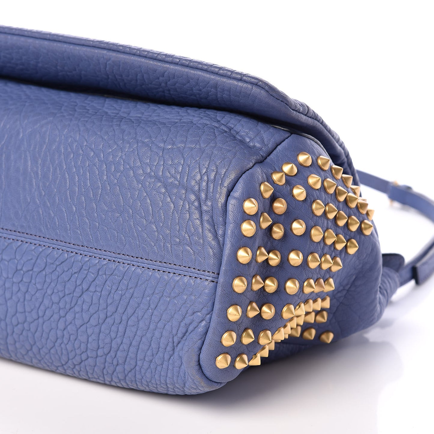 Lambskin Studded Keana Shoulder Bag Blue