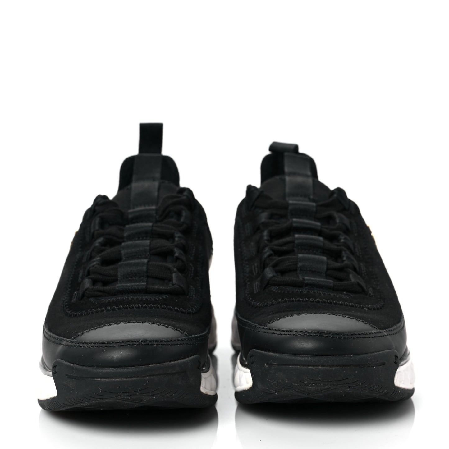 Velvet Calfskin Mixed Fibers CC Sneakers 36.5 Black