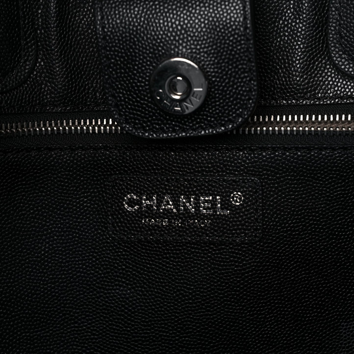 Caviar Stitched Large Shopping Tote Black