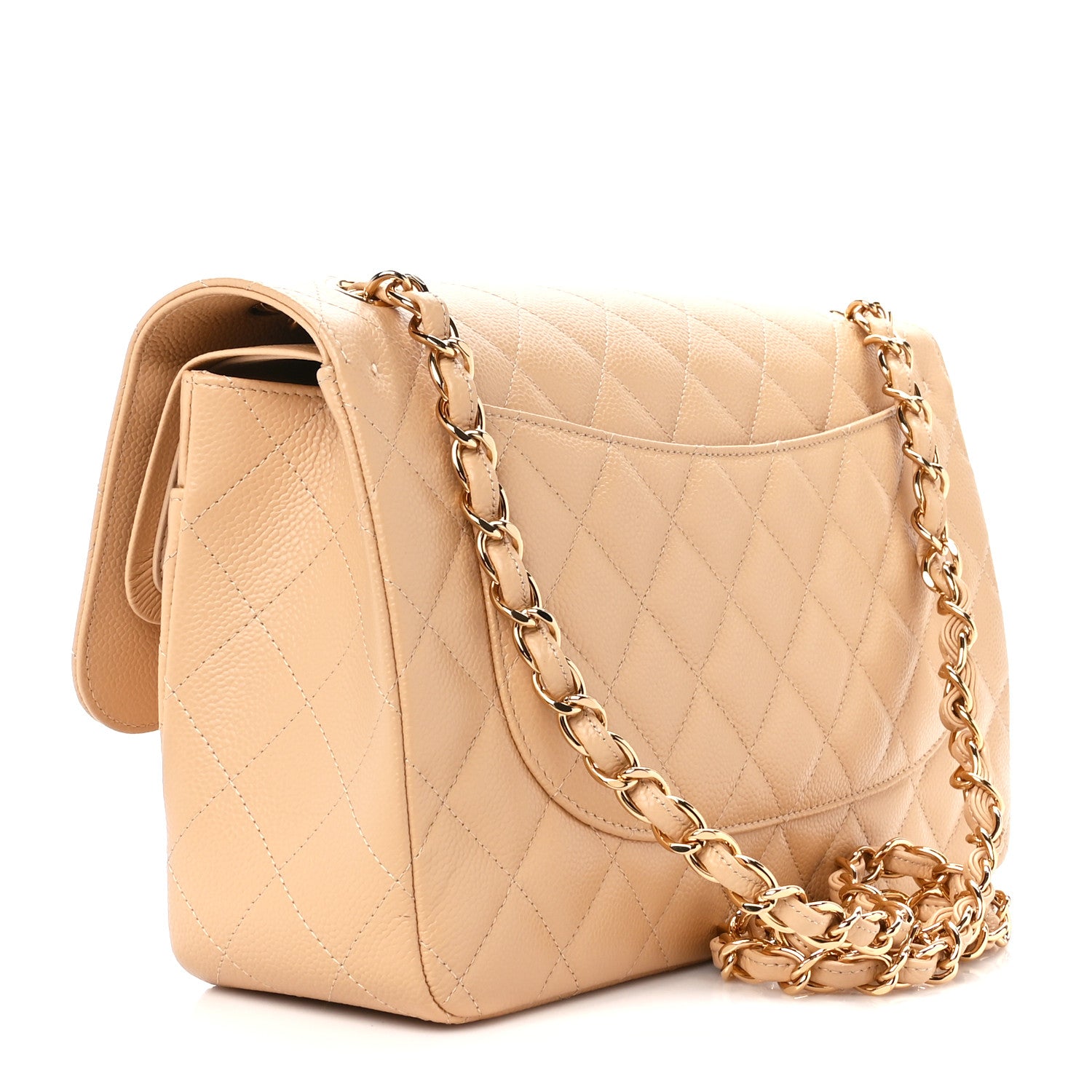 Chanel Caviar Quilted Jumbo Double Flap Light Beige 3 of 12