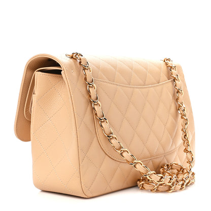 Chanel Caviar Quilted Jumbo Double Flap Light Beige 3 of 12