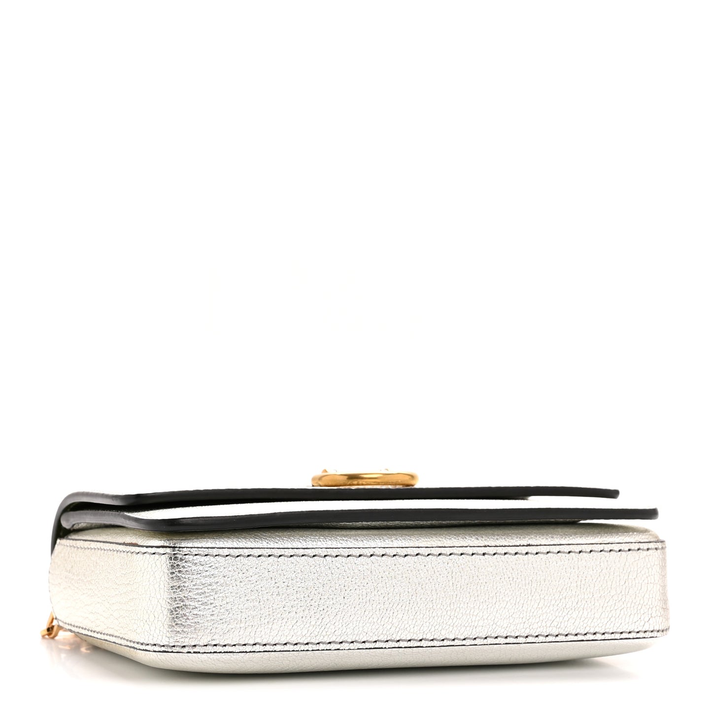 Metallic Hayes Goatskin D-Ring Mini Bag Silver