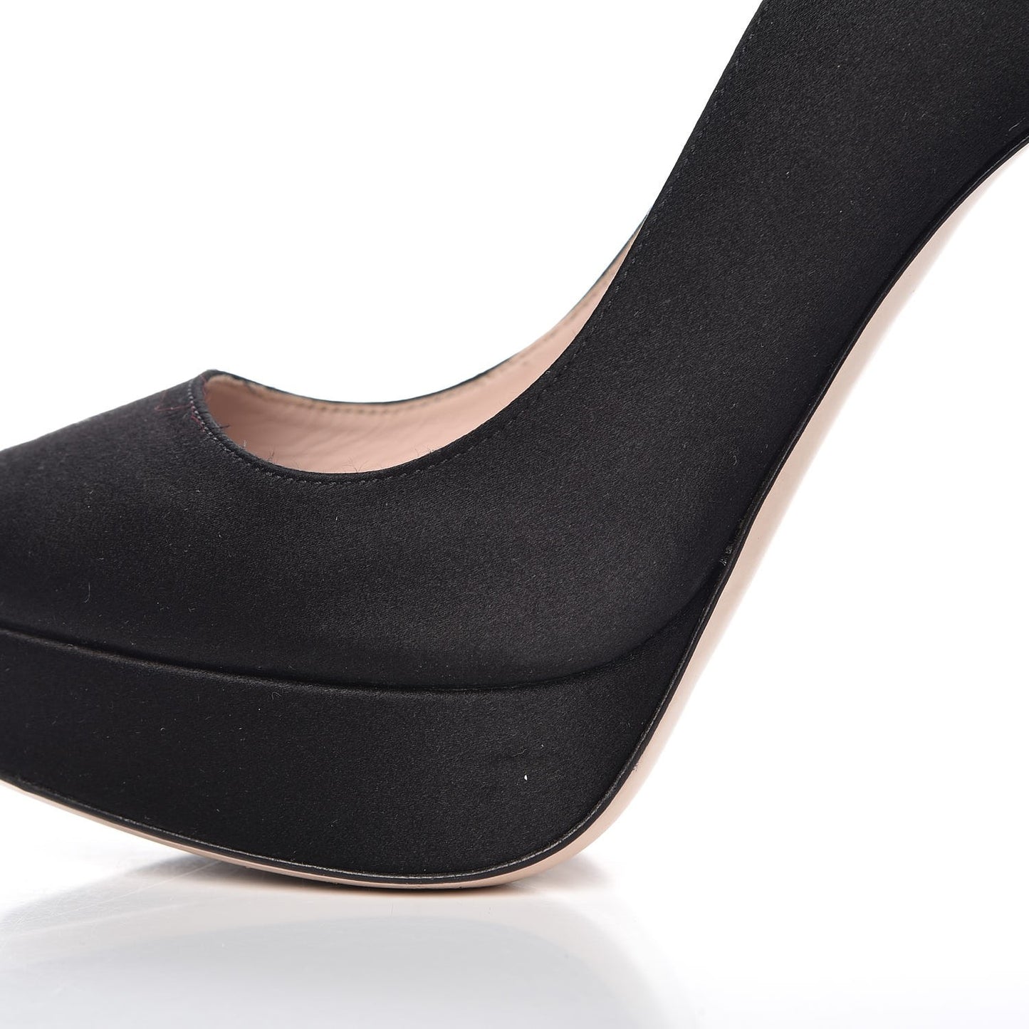 Satin Crystal Peep Toe Pumps 37 Black