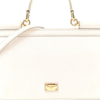Dolce & Gabbana Iguana Calfskin Embossed Medium Miss Sicily Satchel White 7 of 12