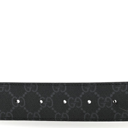 Gucci GG Supreme Monogram Selleria Calfskin Interlocking G 40mm Belt 80 32 Black Grey 5 of 6